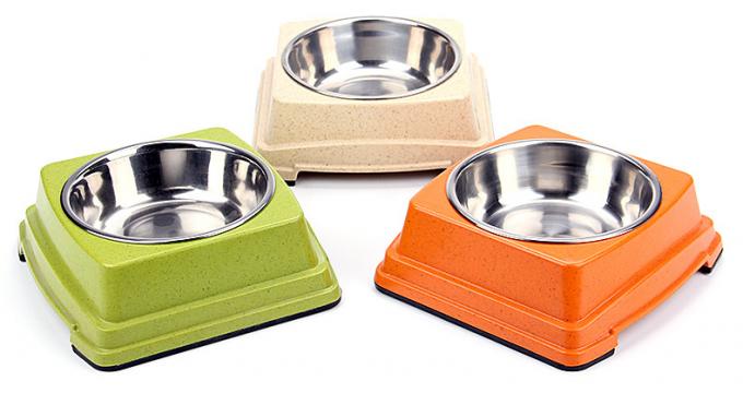 Bol de alimentation de vente chaud en gros de nourriture de chiot de chien d'acier inoxydable de bambou de bonne qualit&eacute; 4