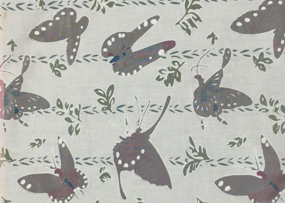 Matériaux de tissu de tapisserie d'ameublement de jacquard fleur verte/blanche/papillon