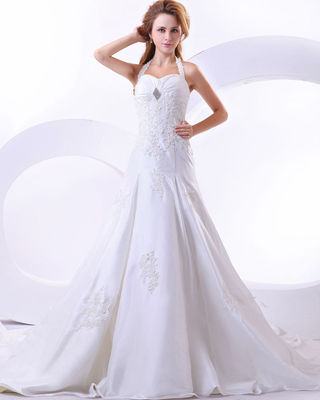 Fait sur commande autour de la courroie de cou Appliques la robe de mariage pour birdal, filles, femmes