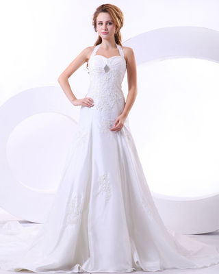 Fait sur commande autour de la courroie de cou Appliques la robe de mariage pour birdal, filles, femmes