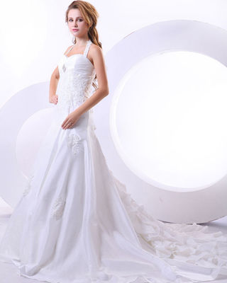 Fait sur commande autour de la courroie de cou Appliques la robe de mariage pour birdal, filles, femmes