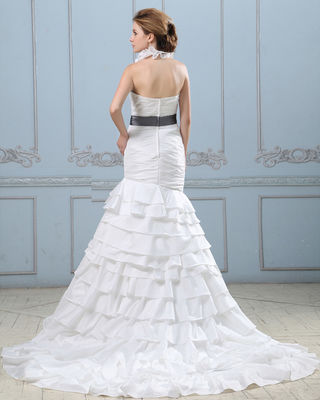 Robe de mariage posée par dos nu sexy avec la ceinture, robes de mariage des femmes de taille de baisse