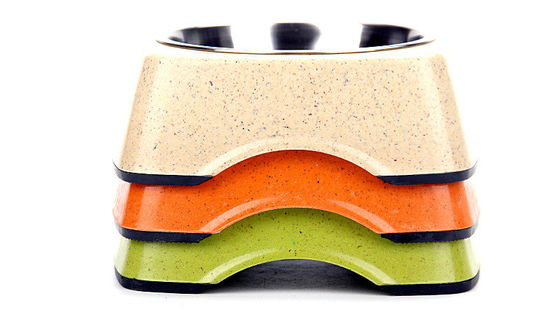 Bol de alimentation naturel pur de nourriture de Pet&Cat&Dog de bambou de bonne qualité et d'acier inoxydable